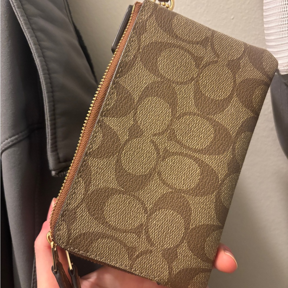 Coach Double-Zip Brown Wristlet - Picture 2 of 4